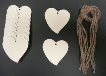 Heart Shaped Gift Tags / Price Tags Twisty 70mm Pack of 10