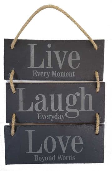 Live, Laugh, Love - 3 Part Hanging Slate Sign