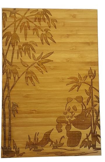Pandas In Bamboo Forest - Engraved Bamboo Wood Wall Decor Plaque