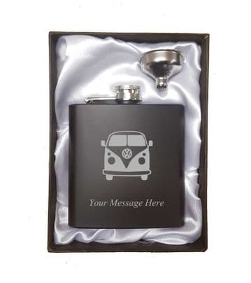 Personalised Engraved Campervan Style Hip Flask and Accessory Set