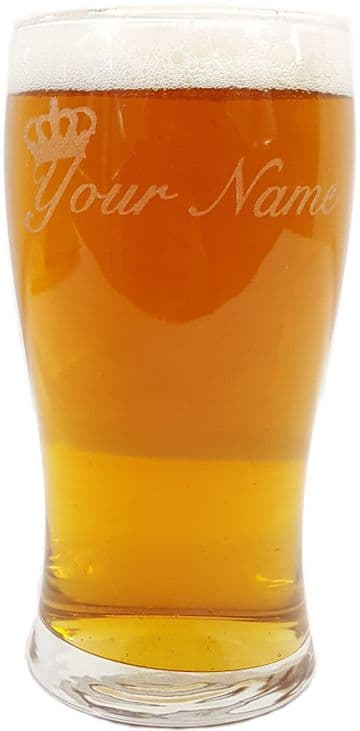 Personalised Engraved Crown Image Pint Glass
