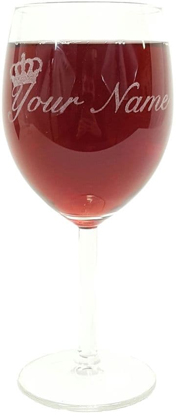 Personalised Engraved Crown Image Wine Glass