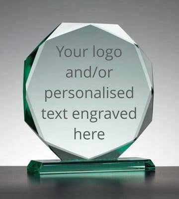 Personalised Engraved Jade Facet Plaque/Trophy - 15cm Diameter