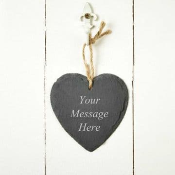 Personalised Engraved Slate Hanging Heart with Rope