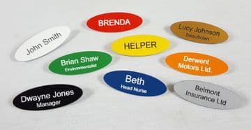 Personalised Oval Acrylic Name Badge with Pin - Choice of Colour