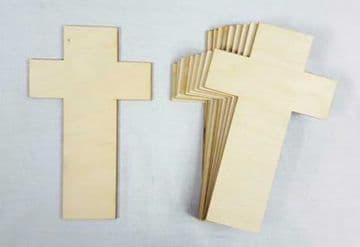 Plain Wood Wooden Cross Craft Shapes - Memorial Crucifix - Pack of 10