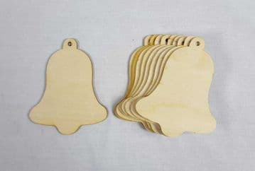 Plain Wooden Bell Shapes - Pack of 10 - Ready to Decorate - 13cm x 10cm