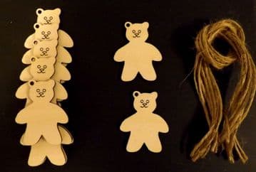 Teddy Bear Gift Tags Xmas Decoration 65mm Pack of 10