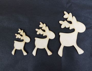 Wacky Wooden Reindeer Shape - Pack of 10 - Choice of 3 Sizes