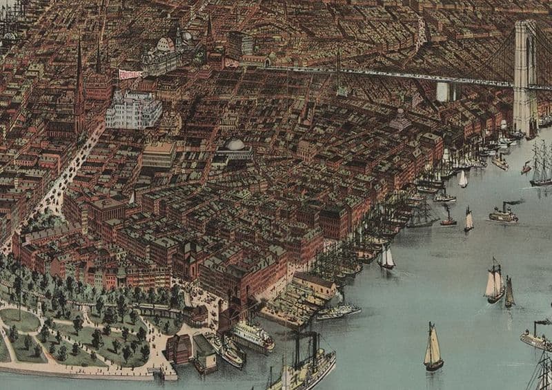 1883 City of New York By Currier And Ives (Detail). Print/Poster (4920)