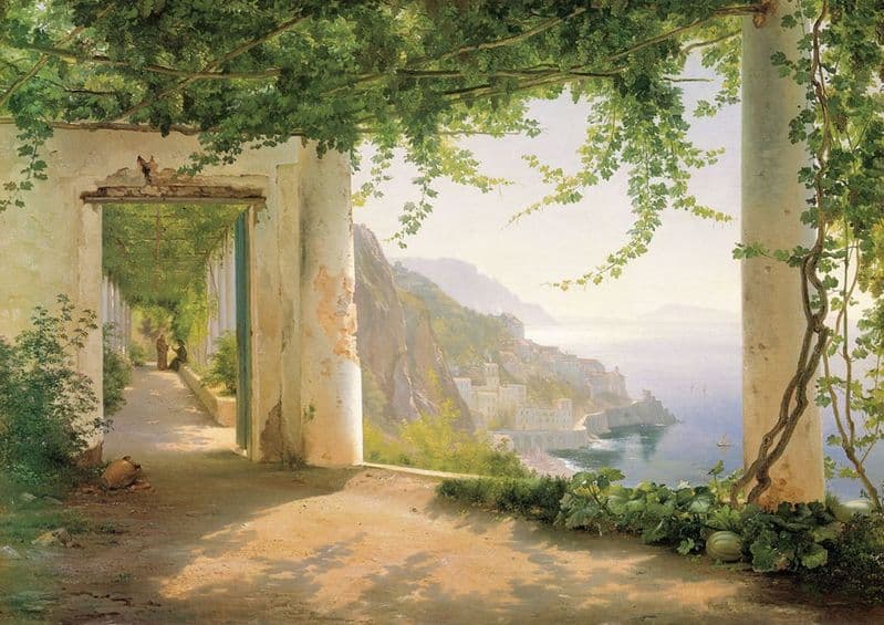 Aagaard, Carl Frederic: View to the Amalfi Coast. Scenic Fine Art Print.