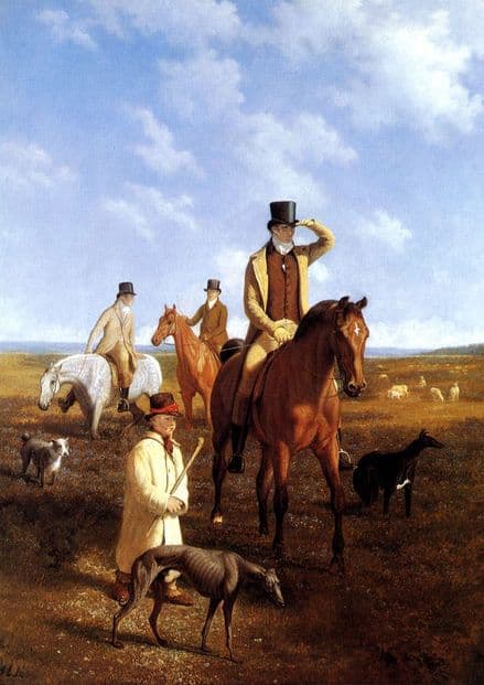 Agasse, Jacques Laurent: Lord Rivers and Friends Coarsing. Fine Art Print.  (00651)