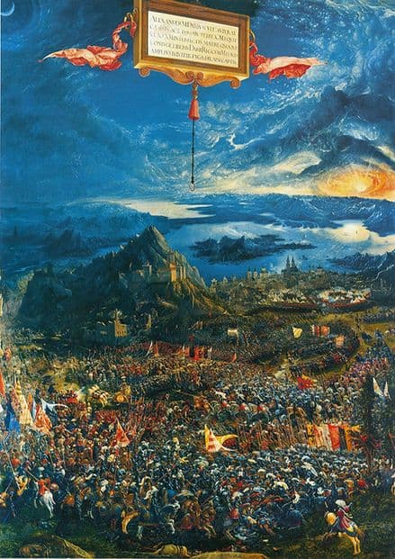 Albrecht Altdorfer: The Battle of Alexander the Great at Issus. Historical Fine Art Print.