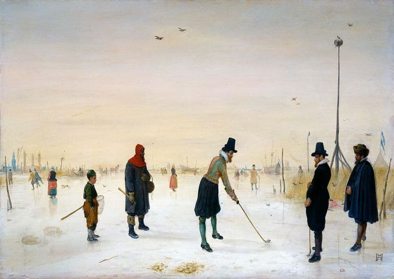 Avercamp, Hendrick: Kolf Players on the Ice. Winter Landscape Fine Art Print.  (00433)