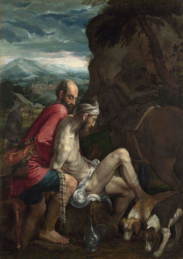 Bassano, Jacopo (Jacopo da Ponte): The Good Samaritan. Fine Art Print.  (001306)