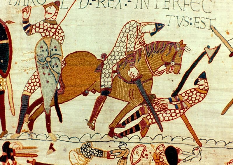 Bayeux Tapestry: Battle of Hastings, 14 October 1066. The Death of Harold II.  (003657)