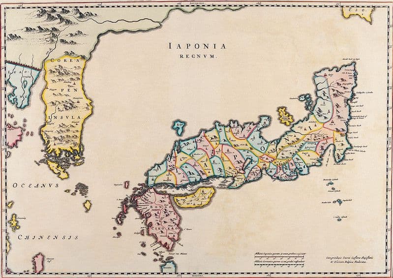 Blaeu, Joan: Map of Japan. Antique/Vintage 17th Century Map. Fine Art Print.  (003874)