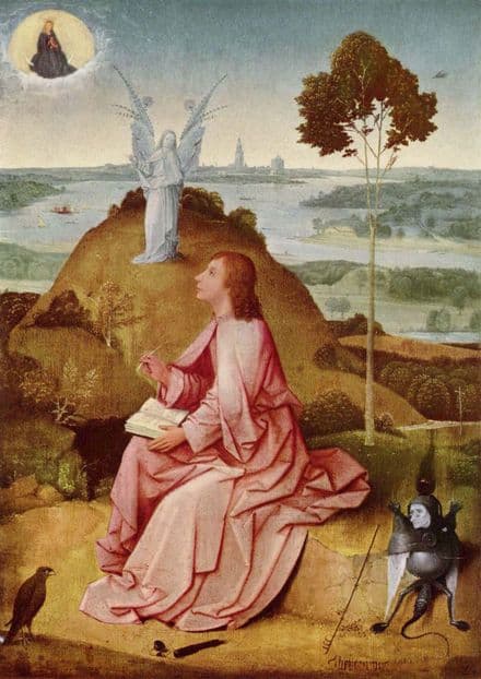 Bosch, Hieronymus: Saint John the Evangelist on Patmos. Religious Fine Art Print.  (001444)
