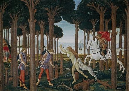 Botticelli, Sandro: The Story of Nastagio degli Onesti I. Fine Art Print.  (001887)