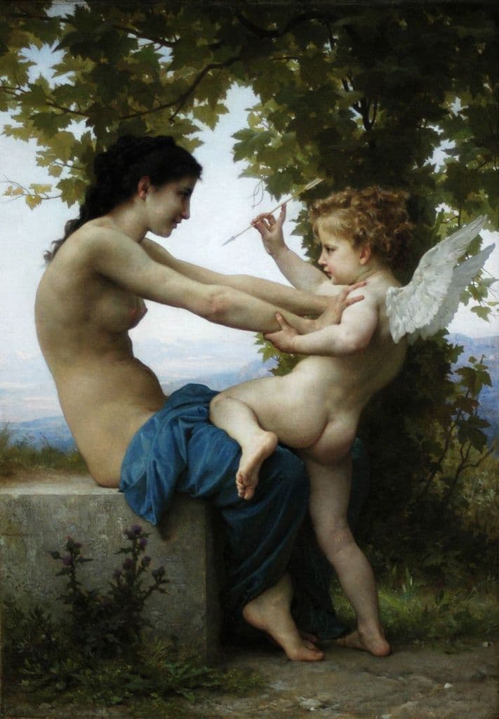 Bouguereau, William Adolphe: Young Girl Defending Herself Against Eros. Fine Art Print.  (001784)