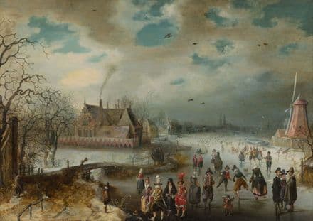 Breen, Adam van: Skating on the Frozen Amstel River. Fine Art Print.  (004083)