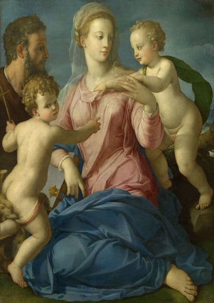 Bronzino, Agnolo: The Holy Family with the Infant Saint John the Baptist. Fine Art Print.  (001981)