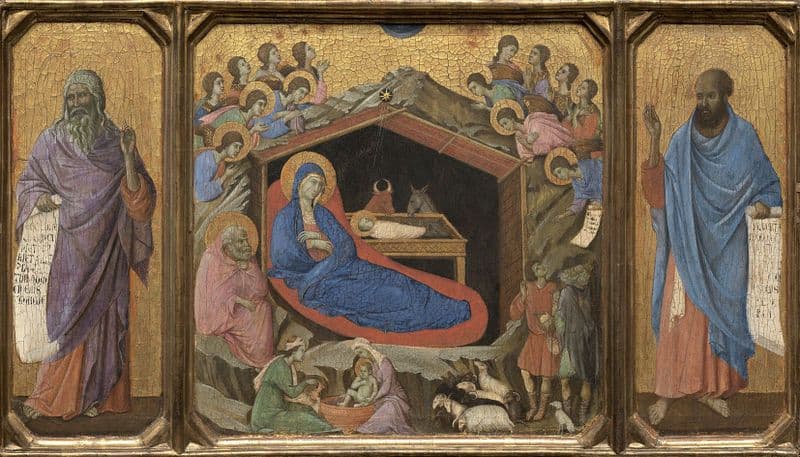 Buoninsegna, Duccio di: The Nativity with the Prophets Isaiah and Ezekiel. (4162)