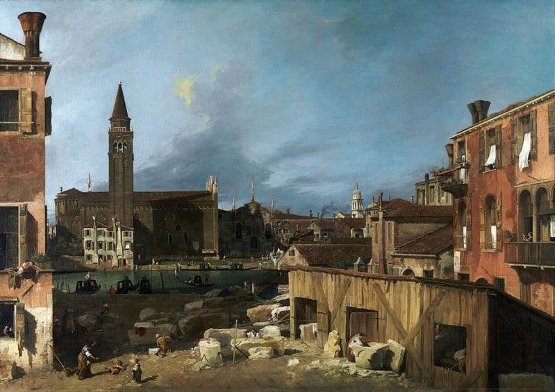 Canaletto, Giovanni Antonio Canal: The Stonemason's Yard. Fine Art Print.  (003451)