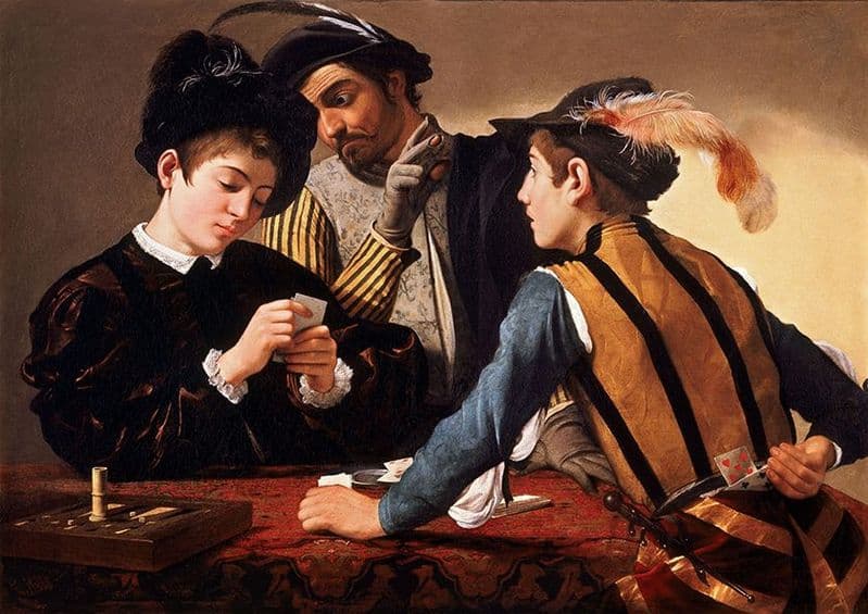 Caravaggio, Michelangelo Merisi da: The Cardsharps. Fine Art Print.  (002089)
