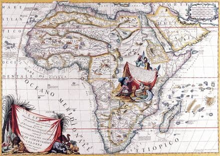 Coronelli, Vincenzo: Map of Africa. Antique/Vintage 17th Century Map. Fine Art Print.  (003878)