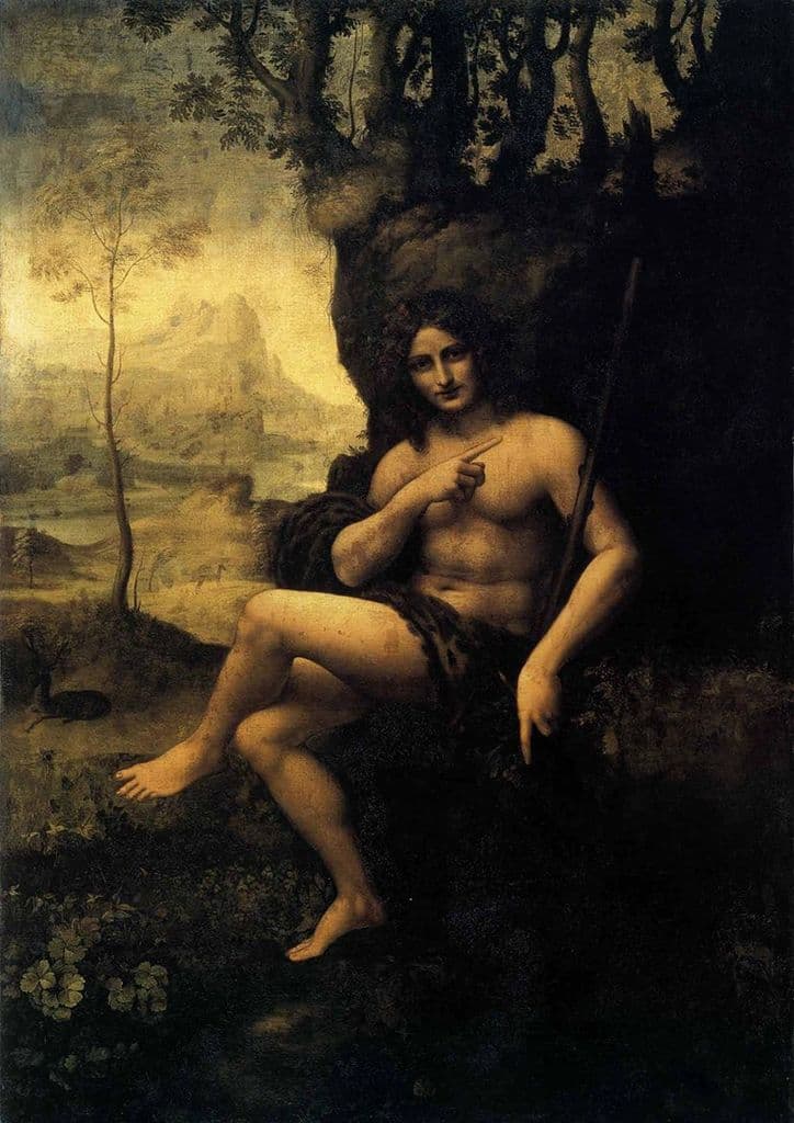 Da Vinci, Leonardo: Saint John (Bacchus) in the Wilderness. Fine Art Print.  (00120)