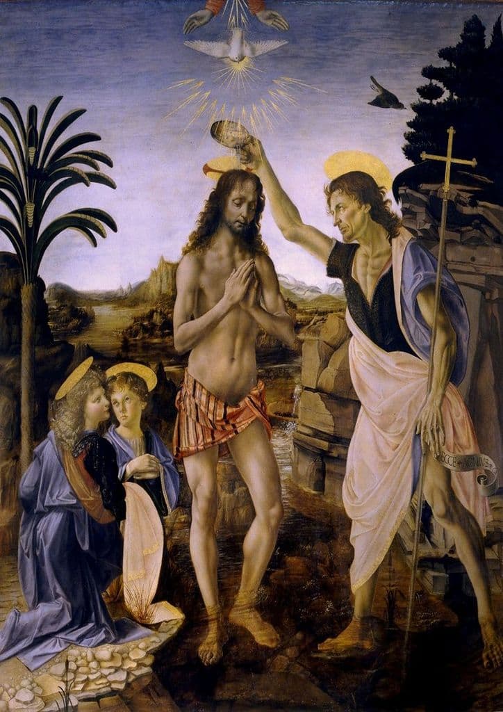 Da Vinci, Leonardo: The Baptism of Christ by John the Baptist. Fine Art Print.  (001395)
