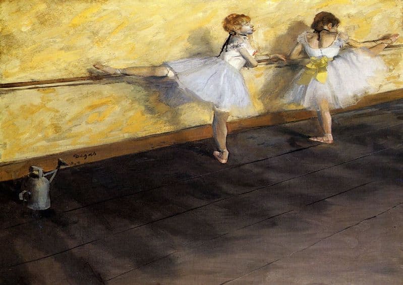 Degas, Edgar: Ballet Dancers Practicing at the Bar. Fine Art Print.  (001376)