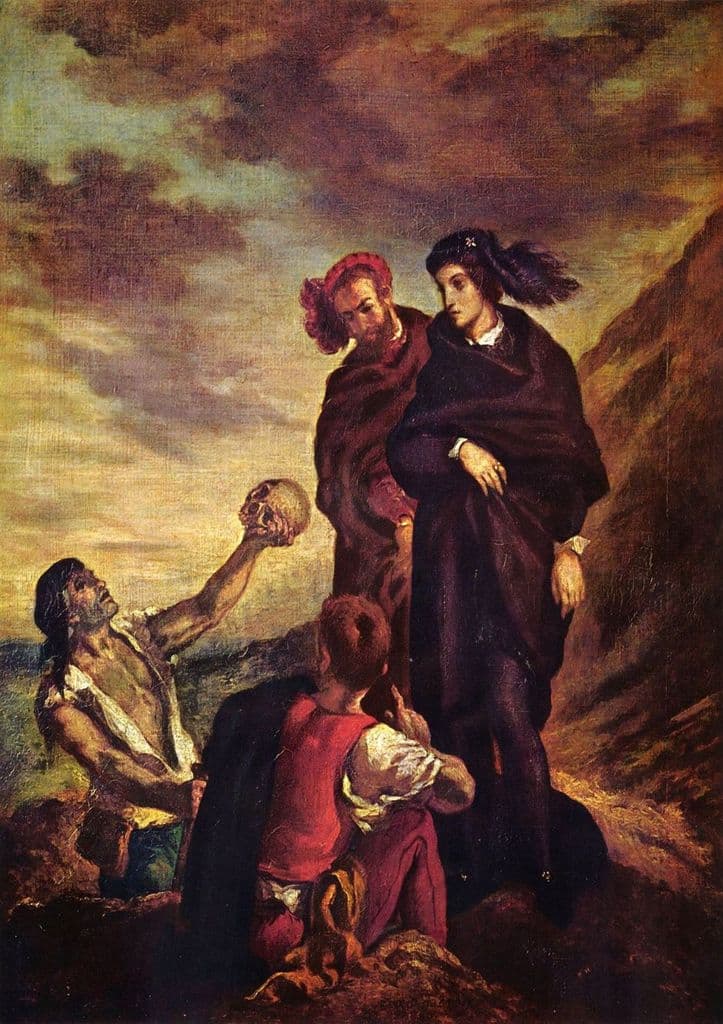 Delacroix, Eugene: Hamlet and Horatio in the Cemetery. Fine Art Print.  (001094)