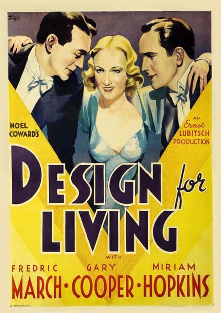 Design For Living, Gary Cooper, Miriam Hopkins, Fredric March, 1933 Vintage Print.  (002832)