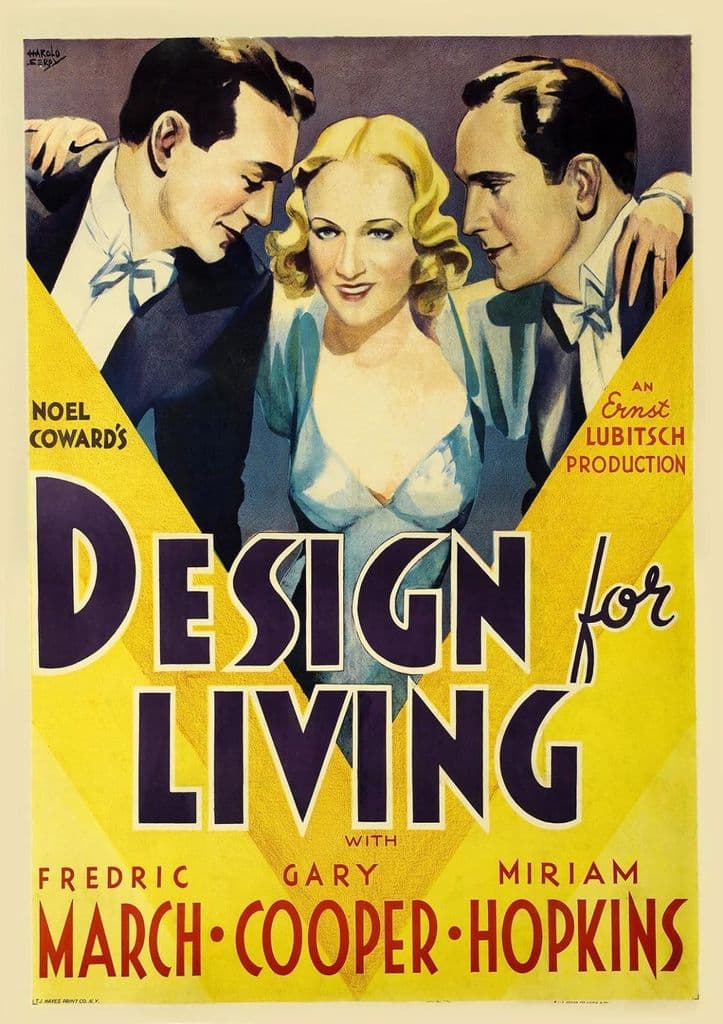 Design For Living, Gary Cooper, Miriam Hopkins, Fredric March, 1933 Vintage Print.  (002832)
