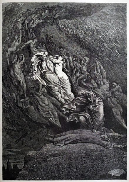 Dore, Gustave: Fell to the Ground (Illustration from Dante's Inferno) Fine Art Print.  (3973)
