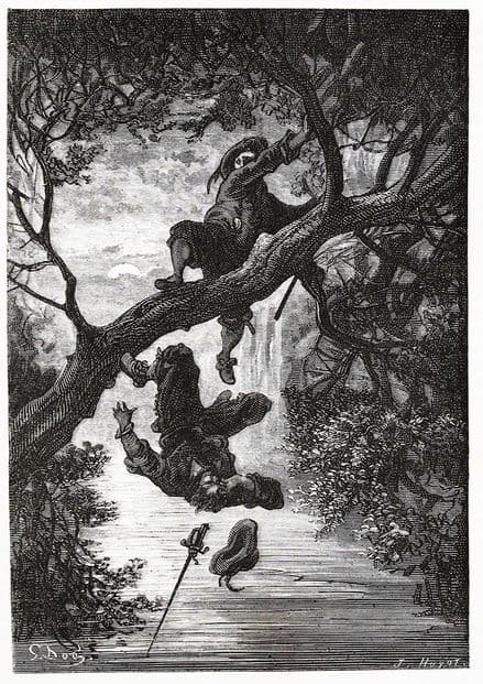 Dore, Gustave: Heavy Fall (Illustration from Le Capitaine Fracasse) Fine Art Print.  (3975)