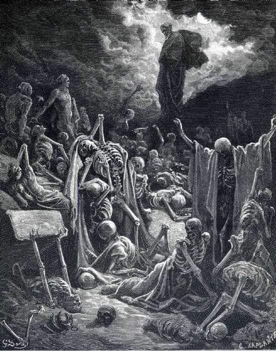 Dore, Gustave: The Vision of the Valley of Dry Bones. Fine Art Print.  (002627)