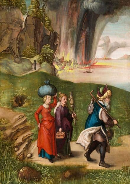 Durer, Albrecht: Lot Fleeing With His Daughters from Sodom. Fine Art Print.  (001913)