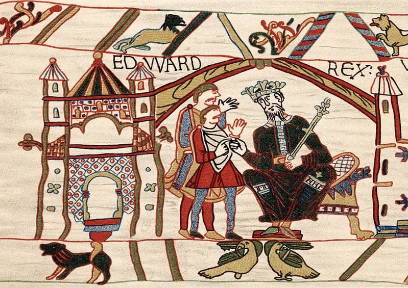 Edward The Confessor. Anglo-Saxon king of England from 1042. Bayeux Tapestry. Print.  (003658)