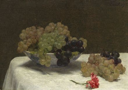 Fantin-Latour, Henri: Still Life with Grapes and a Carnation. Fine Art Print.  (003959)