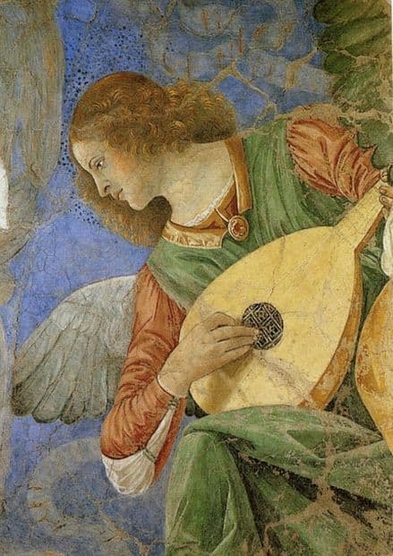 Forli, Melozzo da: Music Making Angel (Playing a Lute). Fine Art Musical Print.  (00521)