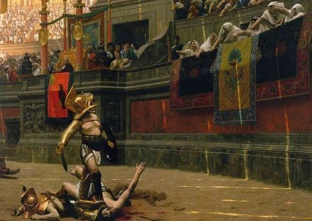 Gerome, Jean Leon: Gladiator in the Arena/Pollice Verso (Thumbs Down). Fine Art Print.  (00616)
