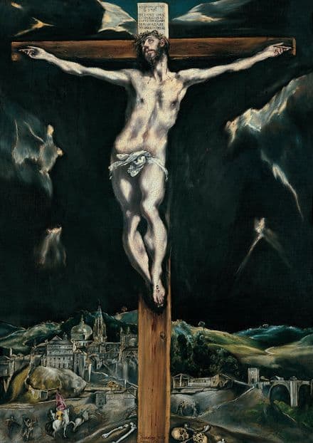 Greco, El (Domenico Theotocopuli): Christ Crucified with Toledo in the Background.  (002039)