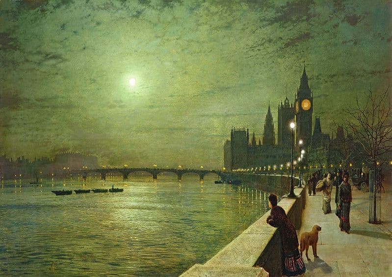 Grimshaw, John Atkinson: Reflections on the Thames, Westminster.Fine Art Print.  (003232)