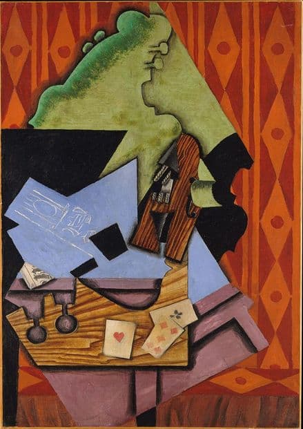 Gris, Juan: Violin and Playing Cards on a Table. Fine Art Print.