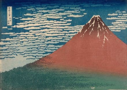 Hokusai, Katsushika: Fine Wind, Clear Weather. Also known as Red Fuji. Fine Art Print.  (003939)