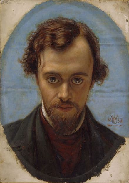 Hunt, William Holman: Portrait of Dante Gabriel Rossetti. Fine Art Print.  (002670)