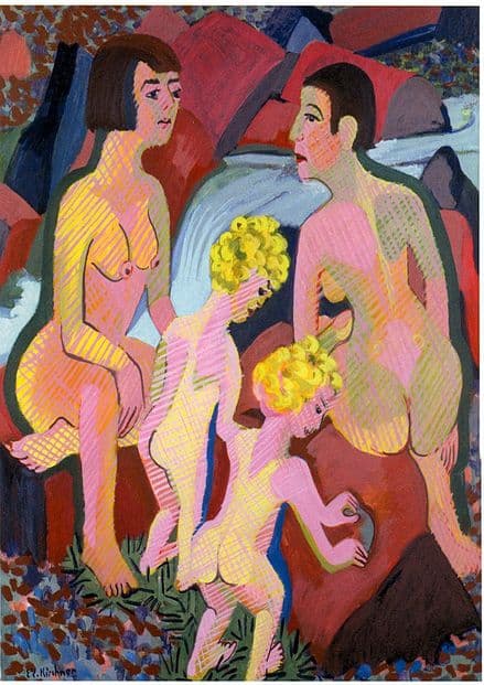 Kirchner, Ernst Ludwig: Bathing Women and Children. Fine Art Print.  (00499)